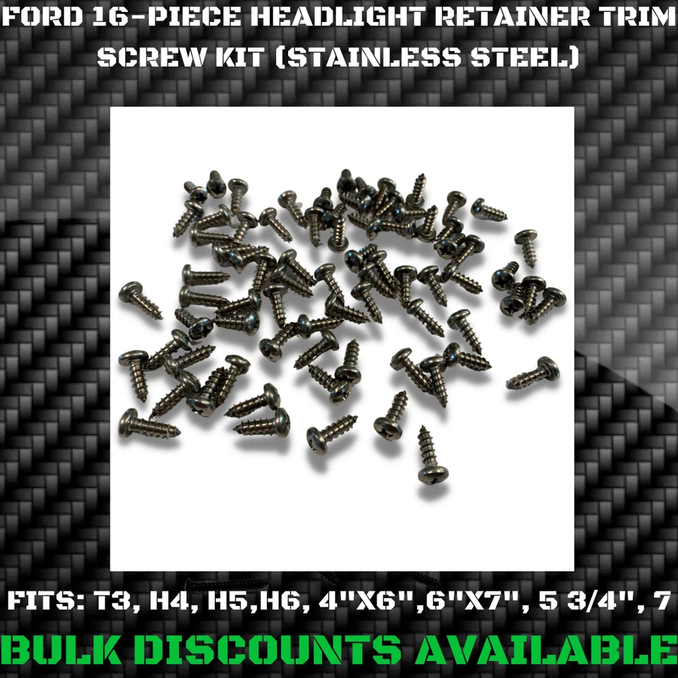 1955-2005 Ford Thunderbird Headlight Trim Ring Retainer Bucket Screws STAINLESS  - Image 1 of 1