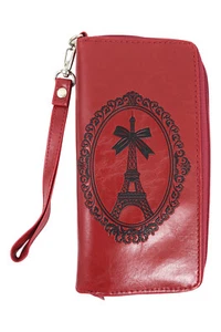 Lavishy Paris Frankreich Eiffelturm geprägt umlaufender Reißverschluss Kalbsleder große Geldbörse  - Bild 1 von 14