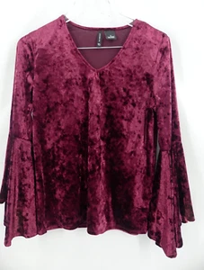 Camisa Mediana New Directions Caprichosa Pana Borgoña Manga Campana Romántica - Imagen 1 de 7