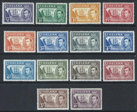 ST HELENA 1938 George Vl SG131/40 set of 14 - lightly mounted mint. Cat £140 Cover