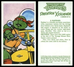 Raphael #8 Teenage Mutant Hero Turtles 1990 Brooke Bond Card