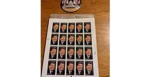 2004, Reagan, 37cent Stamps, Full Sheet of 20 Stamps and Regan inauguration Pin - Picture 1 of 5