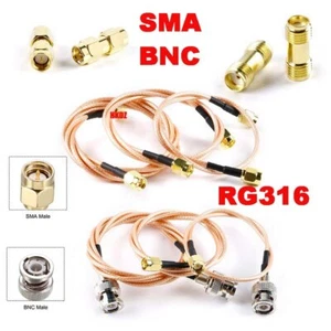 SMA to BNC Male Female Converter Coupler Connector Pigtail Extension Cable RG316 - Picture 1 of 31