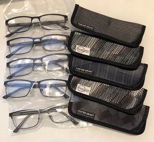 Gafas de lectura de metal de marco completo Design Optics by Foster Grant paquete de 5 + fundas blandas - Imagen 1 de 10