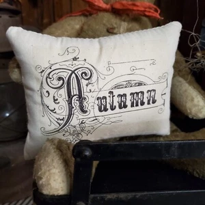 OLD RETRO PRIMITIVE VINTAGE STYLE HALLOWEEN AUTUMN FALL SCRIPT BOWL TUCK PILLOW - Picture 1 of 7