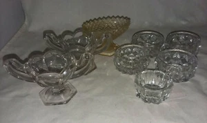 8 Vintage Open Salts Clear Variety 3 Pedestal 1 Cut 4 are set - Picture 1 of 5