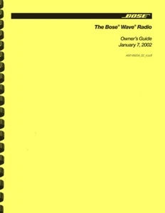 Bose Wave Radio 1 AWR1-1W OWNER'S MANUAL USER GUIDE - Picture 1 of 6