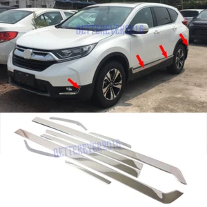 For 2017-2019 Honda CR-V 8pcs Stainless Body Side Front Rear Bumper Molding Trim - Picture 1 of 12