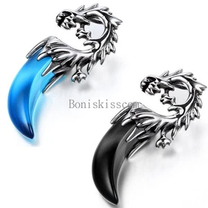 Men¡®s Boys Stainless Steel Wolf Head Tooth Tribal Pendant Necklace w Chain - Picture 1 of 9