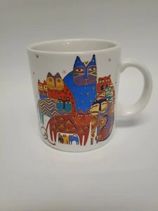 Taza de café vintage Laurel Burch colorida ¡ME ENCANTAN LOS GATOS! Cat 1993 cerámica - Imagen 1 de 5