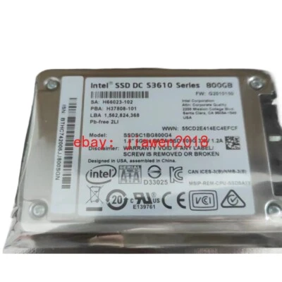 3.3V SSDSC1BG800G4R Series SSD 800GB Intel 800G Drive SATA State 1.8"S3610 Solid - Image 1 of 4