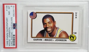 Pegatina Magic Johnson 1988 Panini Supersport italiano #138 PSA 8 casi nuevo-Mt Lakers - Imagen 1 de 2