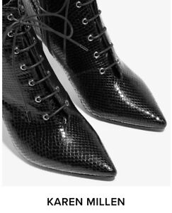 karen millen lace up Black Snakeskin ankle boots size uk 7