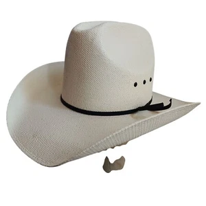 Sombrero de Vaquero de Paja Blanco con Banda Negra Estilo Occidental Talla 6 7/8 Ranchero Duradero - Imagen 1 de 14