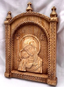 ICON WOOD Igorevskaya CARVED Catholic ORTHODOX RELIGIOUS HANGING Panno 25x18 New - Imagen 1 de 24