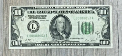 1928 A $100 Federal Reserve Note, San Francisco L-A Block, Gold Redeemable Note  - Image 1 of 4