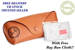 NEW RAY BAN BROWN SUNGLASSES CASE & CLOTH - Picture 1 of 6