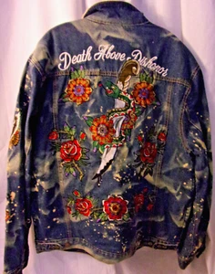 Men's Reason Denim Jacket 2XL Death Above Dishonor Fantastic Jacket Patches Good - Picture 1 of 5