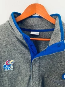 Columbia PFG KU Jayhawks Fleece Pullover Jacket Mens XL 1/4 Snap Kansas - Picture 1 of 12