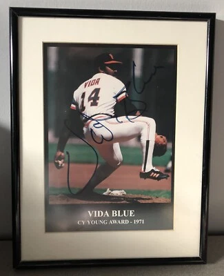 Foto autografiada Vida Blue Cy Young MLB 1971 enmarcada 9x11 Giants SF #14 firmada Foto 1 de 4