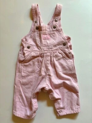 Oshkosh Infant Overalls Size 6-9 Months Pink & White Striped Vestbak Cotton - Image 1 of 4