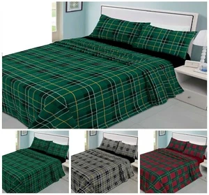 Flannelette Thermal100% Brushed Cotton Flannel Sheet Set Fitted-Flat-Pillow Case - Picture 1 of 15