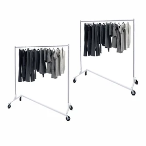 2PCS Commercial Garment Rack Collapsible Rolling Clothes Clothing Rack w/Wheels - Picture 1 of 17