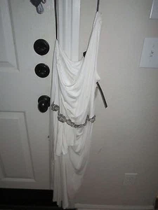 DAVID MEISTER SAKS FIFTH AVENUE DRESS - SIZE 10 - WHITE & CRYSTAL BEADS - Picture 1 of 7