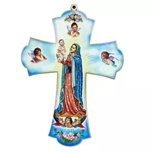 Croce da parete appesa a Nostra Signora di Guadalupe, decorazione religiosa pro-vita per - Foto 1 di 8
