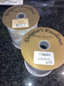 Designer's Excellence 4" in x 10 y wired glitter vine taupe white ribbon 2 rolls - Picture 1 of 4