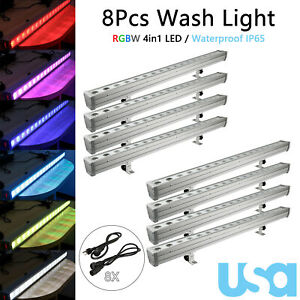 8PCS Waterproof Wall Wash Light RGBW 4in1 LED 180W DMX Stage DJ Disco Beam Light