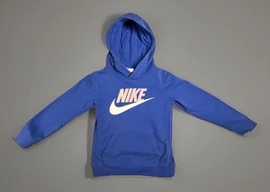 Nike Blue Hoodie Sweatshirt Logo Swoosh Youth Kids Large 6-7 Years Back 2 School - Picture 1 of 7