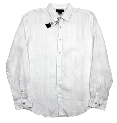 The Mens Store Bloomingdales Shirt Mens Large White Linen Button Front Casual - Image 1 of 4
