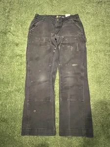Carhartt Pants Womens 10 Short Black Original Fit Double Knee Workwear Utility - Picture 1 of 9