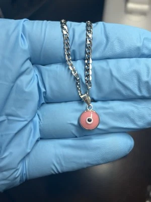 Dije de plata de ley rosa para joyería del mal de ojo Foto 1 de 2