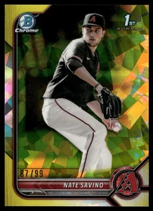 Nate Savino Bowman Draft Sapphire Edition BDC-163 casi nuevo refractor amarillo/99 - Imagen 1 de 2