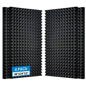 Acoustic Foam Panels, 48 x 24x 2 Inches, Pyramid Design, 4 Pack, Sound Proof,... - Picture 1 of 8