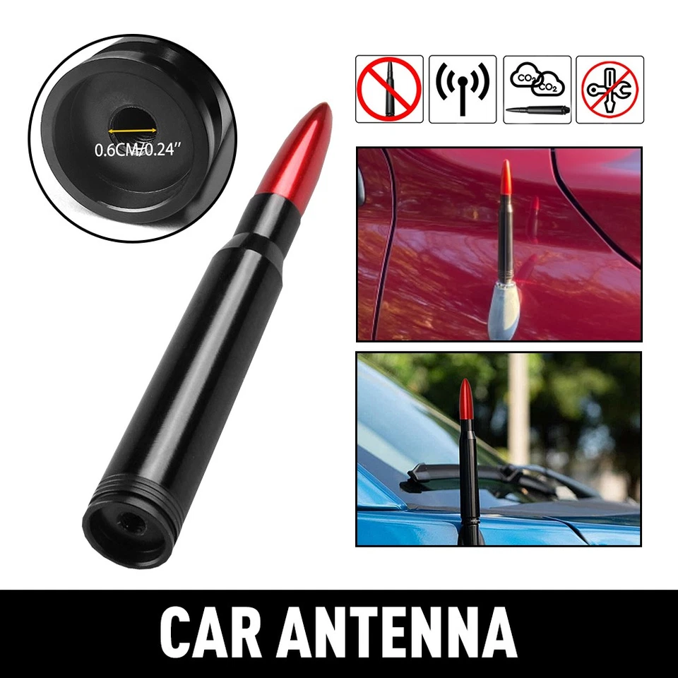 ANTENA COCHE UNIVERSAL BALA 50 CAL CORTA ROJA PARA FORD F-250 F-350 SUPER DUTY Foto 1 de 4