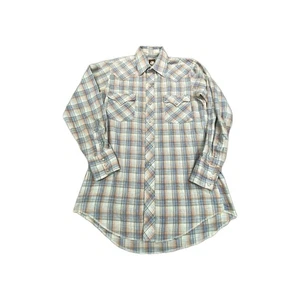 Vintage Karman Western Shirt Mens Medium Pearl Snap Casual Cowboy Made USA - Picture 1 of 11
