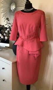 🎃 Splendido Abito Peplum John Charles 26834A Anguria Taglia 10 Nuovo - Foto 1 di 17