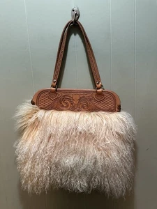 Western Skies handgefertigte WSH tibetisches Lammfell handgefertigte Leder Cowgirl Handtasche - Bild 1 von 12