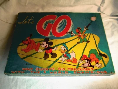 JOGO DE TABULEIRO VINTAGE ANOS 1940-50 WALT DISNEY'S LET GO GRANDE TRACKMEET CANADÁ - Imagem 1 de 4