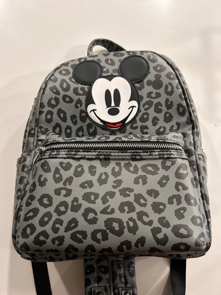 Disney Store Mickey Mouse Leopard Print Grayscale Backpack Fashion Bag Tote - Image 1 of 4
