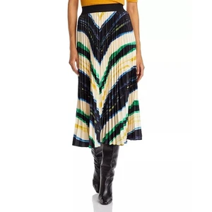 Falda midi plisada elegante de algodón con estampado abstracto de Nancy Yang para mujer talla XL - Imagen 1 de 9