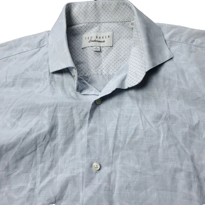 Camisa Ted Baker Endurance Floral Botón Para Hombre 16 34 35 Gris Foto 1 de 4