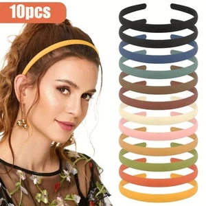 10er Pack Alice Band Satin Stirnband Haare Damen Mädchen einfarbig Kinder 1 cm dünn - Bild 1 von 8