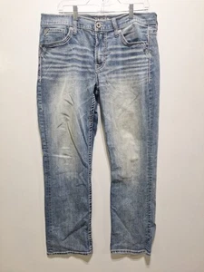 Salvage Supply Buckle Jeans Mens 34R 34x31 Relaxed Straight Blue Pants Stretch - Picture 1 of 11