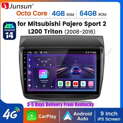 4+64G Android14 Carplay For Mitsubishi Pajero Sport 2 L200 Triton Car Radio WIFI - Image 1 of 4