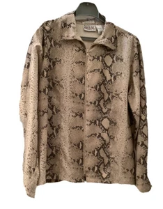 BILL BLASS BLACK Snake PRINT & LINED JACKET ZIP FRONT & ZIP SLEEVES SZ L NEW - Picture 1 of 15