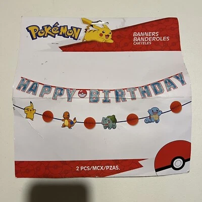 Banners de cartas de cartulina de cumpleaños Pokémon, 2 quilates Foto 1 de 2